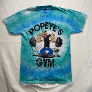 Popeyes Gym Short Sleeve Tie Dye Shirt Tee Green Blue Unisex Mens Womens Size S